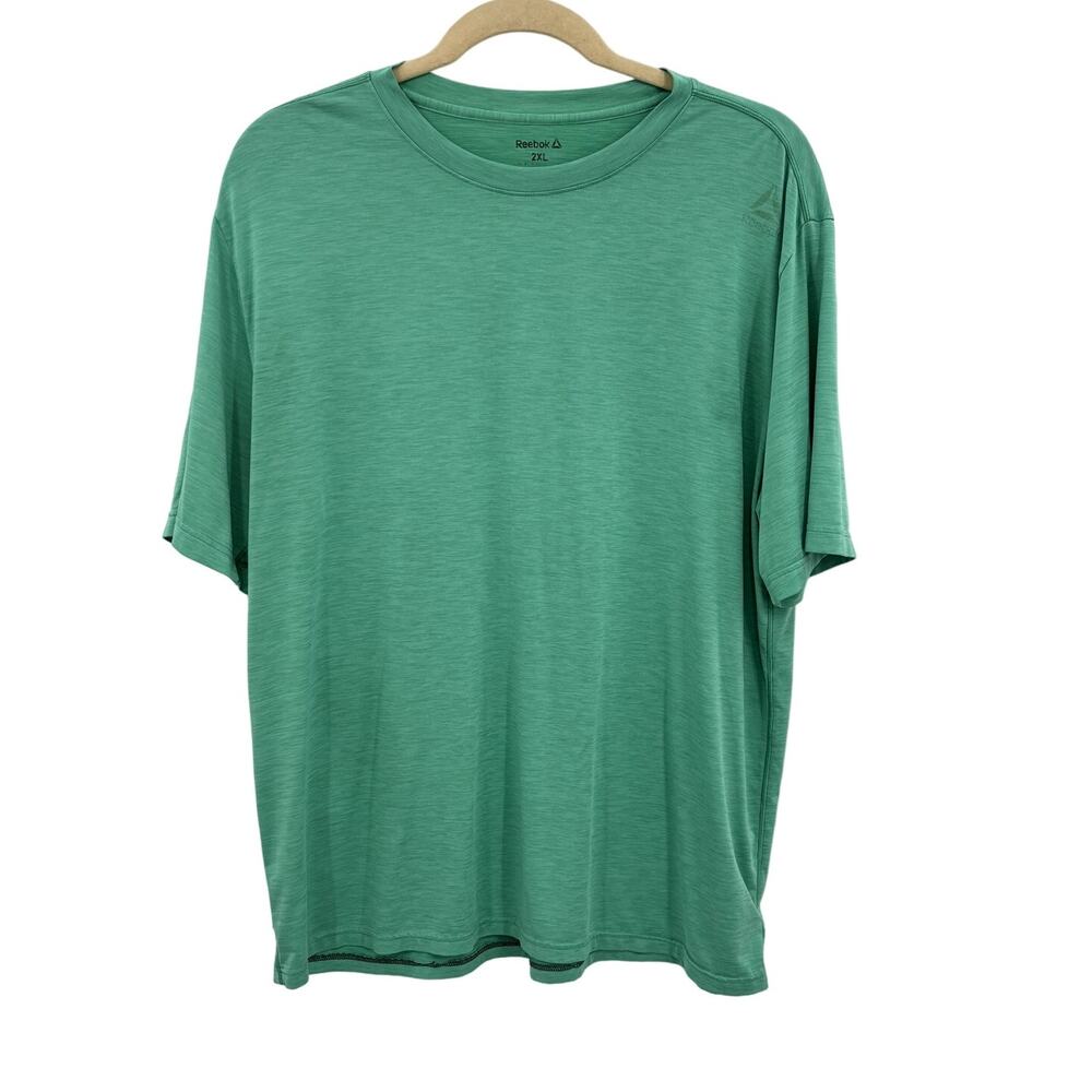 Reebok Green Short Sleeve T-Shirt 2XL Moisture Wick Crew Neck Athletic Sporty